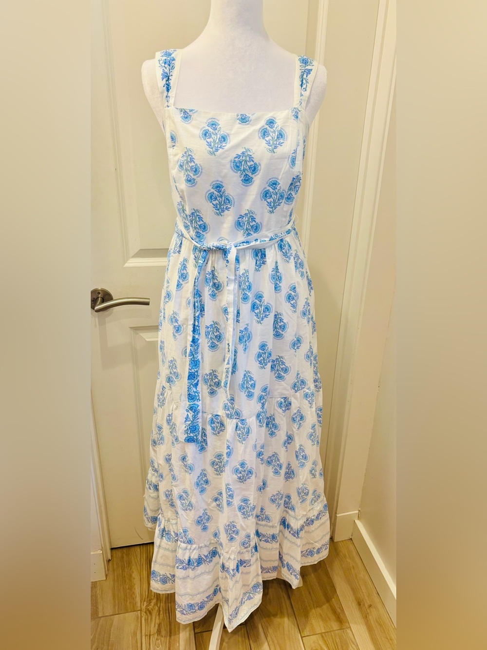 NWT Haute Hippie Light Blue and White Ikat print cotton sundress-4